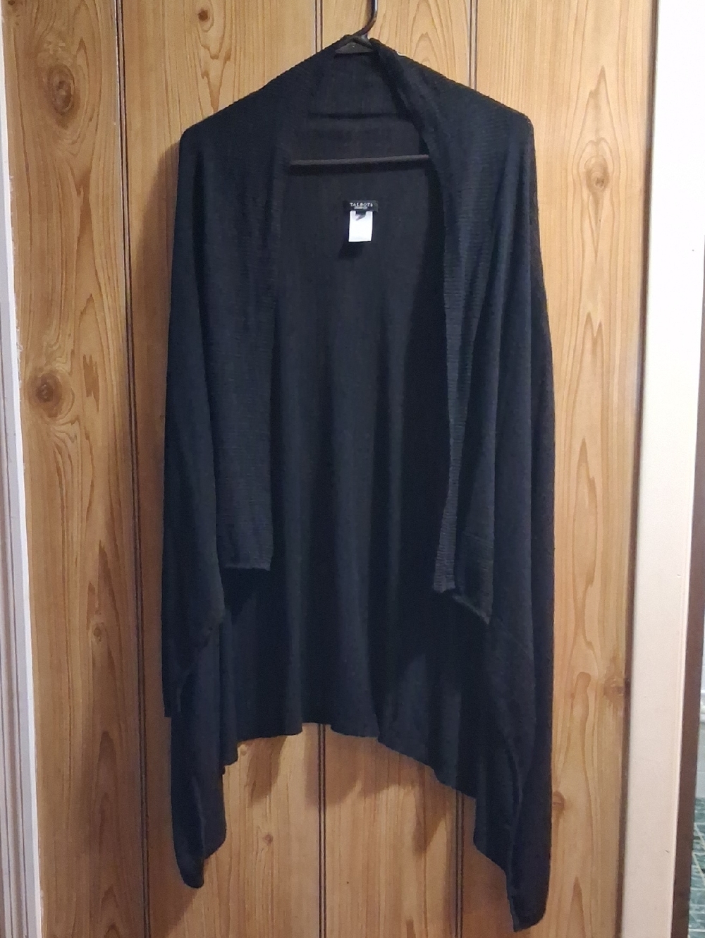 Talbots Black Open-Front Draped Cardigan